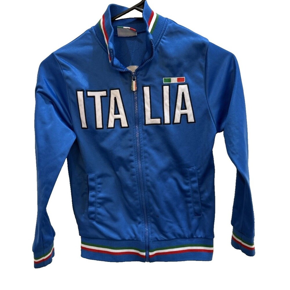 Vintage Italia Soccer Unlimited Full-Zip Jacket Size Youth 7/8 Blue Kids Sports